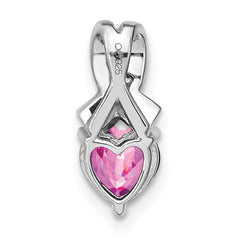 Sterling Silver Rhod-plated Created Pink Sapphire/Diamond Pendant - 5