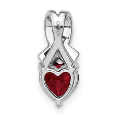 Sterling Silver Rhodium-plated Created Ruby and Diamond Pendant - 2