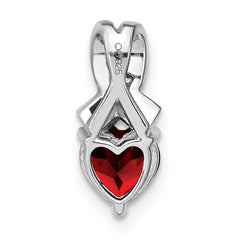 Sterling Silver Rhodium-plated Garnet and Diamond Pendant - 6