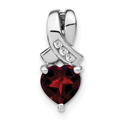Sterling Silver Rhodium-plated Garnet and Diamond Pendant - 6