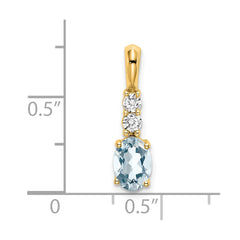 14K Oval Aquamarine and Diamond Pendant - 2