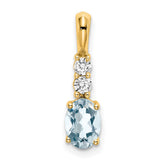 14K Oval Aquamarine and Diamond Pendant - 2