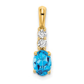 14K Oval Blue Topaz and Diamond Pendant - 2