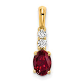 14K Oval Created Ruby and Diamond Pendant