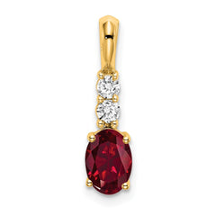 14K Oval Created Ruby and Diamond Pendant
