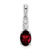 14k White Gold Oval Garnet and Diamond Pendant - 3