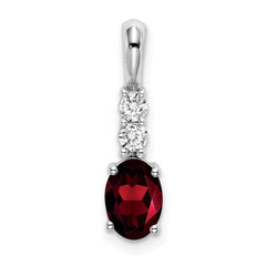 14k White Gold Oval Garnet and Diamond Pendant - 3