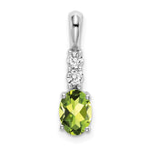 14k White Gold Oval Peridot and Diamond Pendant - 3