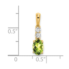 14K Oval Peridot and Diamond Pendant - 2
