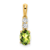 14K Oval Peridot and Diamond Pendant - 2