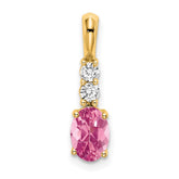 14K Oval Pink Tourmaline and Diamond Pendant