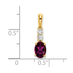 14K Oval Rhodolite Garnet and Diamond Pendant