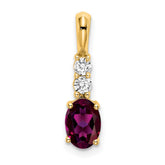 14K Oval Rhodolite Garnet and Diamond Pendant