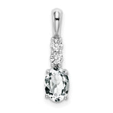 14k White Gold Oval White Topaz and Diamond Pendant