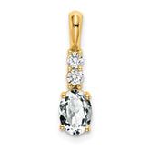 14K Oval White Topaz and Diamond Pendant - 2