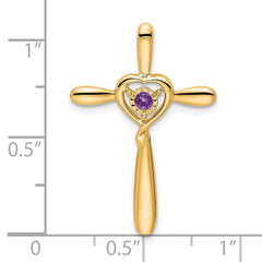 14k Amethyst Cross w/Heart Chain Slide