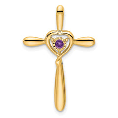 14k Amethyst Cross w/Heart Chain Slide