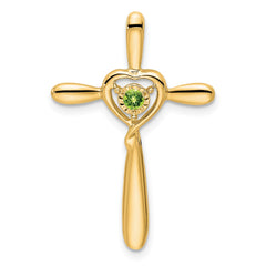 14k Peridot Cross w/Heart Chain Slide