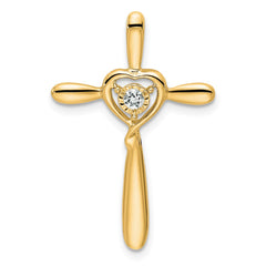 14k White Topaz Cross w/Heart Chain Slide