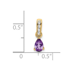 14K Pear Amethyst and Diamond Pendant