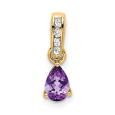 14K Pear Amethyst and Diamond Pendant