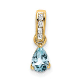 14K Pear Aquamarine and Diamond Pendant