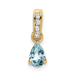 14K Pear Aquamarine and Diamond Pendant