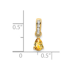 14K Pear Citrine and Diamond Pendant