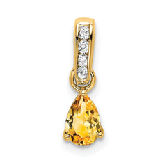 14K Pear Citrine and Diamond Pendant