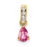 14K Pear Pink Tourmaline and Diamond Pendant