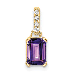 14K Amethyst and Diamond Pendant