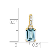 14K Aquamarine and Diamond Pendant