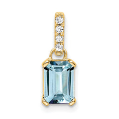14K Aquamarine and Diamond Pendant