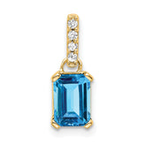 14K Blue Topaz and Diamond Pendant