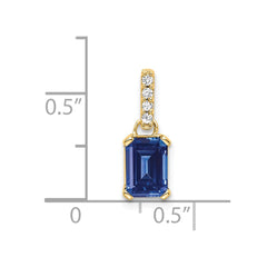 14K Created Sapphire and Diamond Pendant