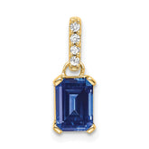 14K Created Sapphire and Diamond Pendant