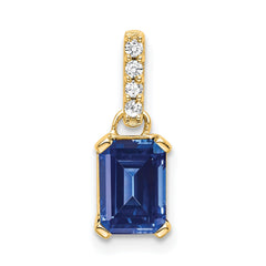 14K Created Sapphire and Diamond Pendant
