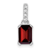 14K White Gold Garnet and Diamond Pendant