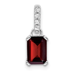 14K White Gold Garnet and Diamond Pendant