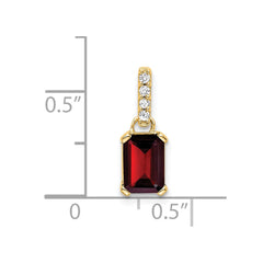 14K Garnet and Diamond Pendant