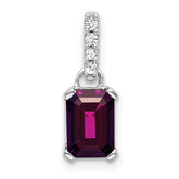 14K White Gold Rhodolite Garnet and Diamond Pendant