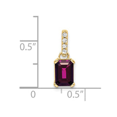14K Rhodolite Garnet and Diamond Pendant