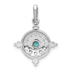 14k White Gold Turquoise and White Topaz Pendant - 2