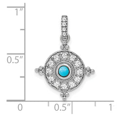 14k White Gold Turquoise and White Topaz Pendant - 2