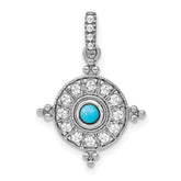 14k White Gold Turquoise and White Topaz Pendant - 2