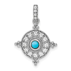 14k White Gold Turquoise and White Topaz Pendant - 2