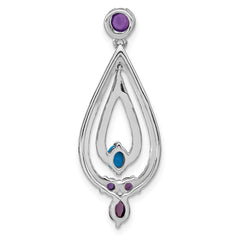 14k White Gold Turquoise, Amethyst and White Topaz Pendant
