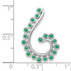 14k White Gold Bezel-set Emerald Swirl Chain Slide