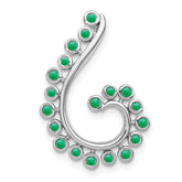 14k White Gold Bezel-set Emerald Swirl Chain Slide