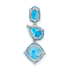 14k White Gold Blue Topaz & Sky Blue Chain Slide